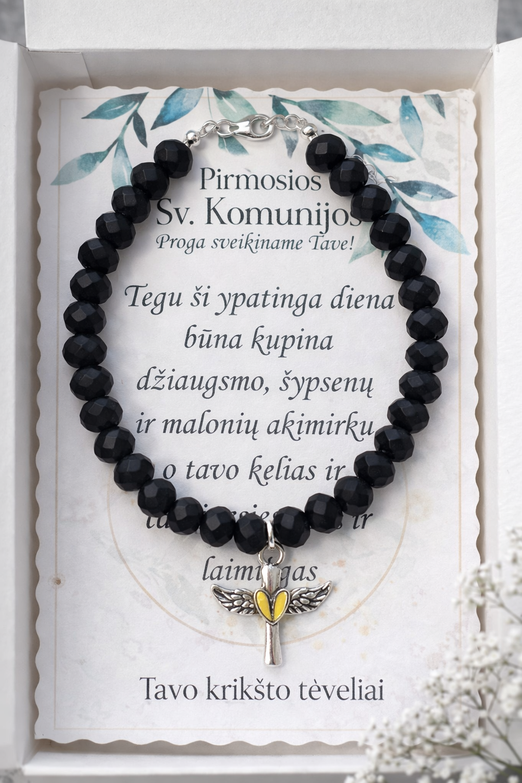 Apyrankė juodų matinių karoliukų